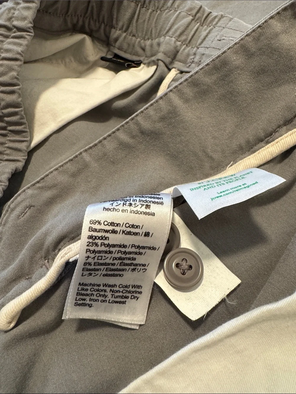 J. Crew x Cordura Slim Dock Pant in Stretch Cotton Blend, Grey Sz Medium
